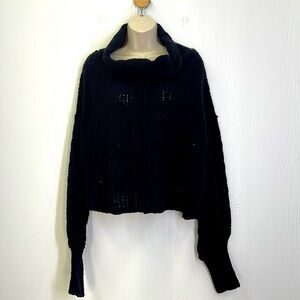 Free People - Be Yours Cowl Neck Black Long Sleeve Chenille Sweater Size Small